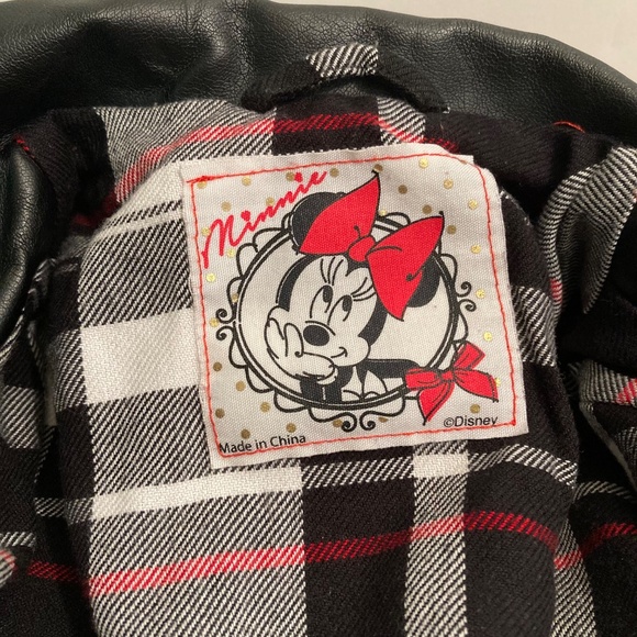 Girls Small (4T) Disney Minnie Mouse Biker Style Jacket Faux Leather EUC - Picture 6 of 14